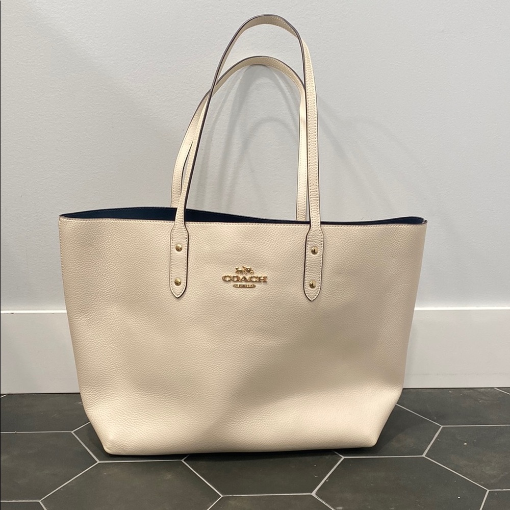Coach Cream Leather Tote Bag